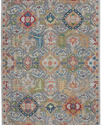 Nourison tapis Ankara Global ANR12 GRYMT GREY MULTI 5x8 099446498205 flat C